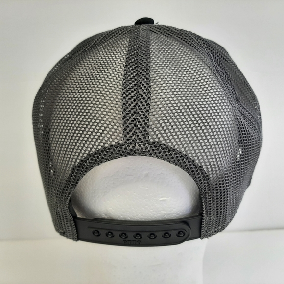 Anarchy Flat Bill Trucker Snapback Black Gray Mesh - Picture 4 of 4